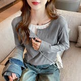 シンプルデザインドッキング長袖トップス レディース トップス | Doux Belle | 詳細画像5