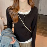 シンプルデザインドッキング長袖トップス レディース トップス | Doux Belle | 詳細画像9
