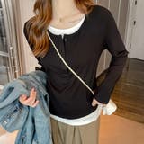 ブラック | シンプルデザインドッキング長袖トップス レディース トップス | Doux Belle