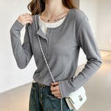 グレー | シンプルデザインドッキング長袖トップス レディース トップス | Doux Belle