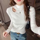 ホワイト | デコルテオープン長袖リブトップス レディース トップス | Doux Belle