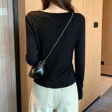 レイヤード風スリットネックリブ長袖カットソー レディース トップス | Doux Belle | 詳細画像12