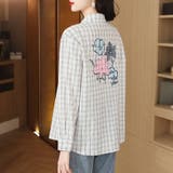 チェック柄フラワープリント長袖シャツ レディース トップス | Doux Belle | 詳細画像7