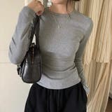 グレー | ベーシックフィット長袖クルーネックカットソー レディース トップス | Doux Belle