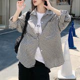 チェック柄オーバーサイズ長袖シャツ レディース トップス | Doux Belle | 詳細画像5