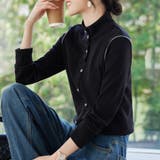 斜めボタンスタンドカラー長袖ブラウス レディース トップス | Doux Belle | 詳細画像13