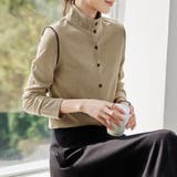 斜めボタンスタンドカラー長袖ブラウス レディース トップス | Doux Belle | 詳細画像5