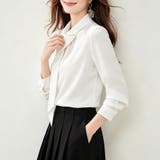 変形襟ボウタイ風長袖シャツブラウス レディース トップス | Doux Belle | 詳細画像8