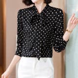 ボウタイ付きドット柄長袖ブラウス レディース トップス | Doux Belle | 詳細画像7