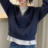 レイヤード風スキッパーフードパーカー レディース トップス | Doux Belle | 詳細画像10