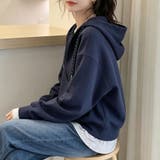 レイヤード風スキッパーフードパーカー レディース トップス | Doux Belle | 詳細画像11