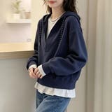 レイヤード風スキッパーフードパーカー レディース トップス | Doux Belle | 詳細画像12