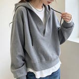 レイヤード風スキッパーフードパーカー レディース トップス | Doux Belle | 詳細画像4