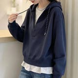 レイヤード風スキッパーフードパーカー レディース トップス | Doux Belle | 詳細画像9