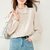 アシンメトリー変形襟ストライプ長袖シャツブラウス レディース トップス | Doux Belle | 詳細画像2