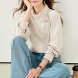 アシンメトリー変形襟ストライプ長袖シャツブラウス レディース トップス | Doux Belle | 詳細画像5