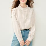 アシンメトリー変形襟ストライプ長袖シャツブラウス レディース トップス | Doux Belle | 詳細画像8