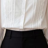 レース切り替えスタンドカラー長袖シャツブラウス レディース トップス | Doux Belle | 詳細画像13