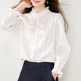 レース切り替えスタンドカラー長袖シャツブラウス レディース トップス | Doux Belle | 詳細画像8