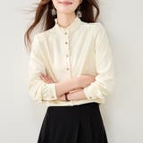 フリルネックスタンドカラー長袖シャツブラウス レディース トップス | Doux Belle | 詳細画像7