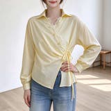カシュクール風リボン長袖シャツブラウス レディース トップス | Doux Belle | 詳細画像1