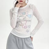 ドット柄&キャットプリントフリル長袖カットソー レディース トップス | Doux Belle | 詳細画像2