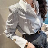 ストライプ柄ホワイト切り替え長袖シャツブラウス レディース トップス | Doux Belle | 詳細画像14