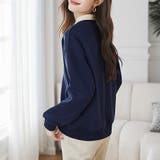 襟付きロゴ刺繍ドッキング風スウェットプルオーバー レディース トップス | Doux Belle | 詳細画像7