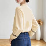 刺繍デザインスタンドカラー長袖シャツブラウス レディース トップス | Doux Belle | 詳細画像8