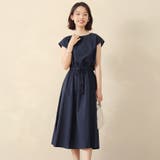 ネイビー | フレアワンピース フレンチスリーブ ロングワンピース | Doux Belle 