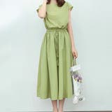 グリーン | フレアワンピース フレンチスリーブ ロングワンピース | Doux Belle 