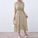 イエロー | マキシワンピース ロングワンピース シフォンワンピース 花柄 Vネック | Doux Belle