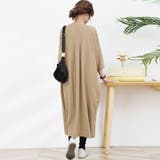 ワンピース ロング丈 半袖  vネック ボタン ゆったり | Doux Belle  | 詳細画像4 