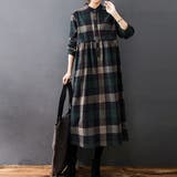 チェック柄ロング丈シャツワンピース レディース ワンピース | Doux Belle | 詳細画像3