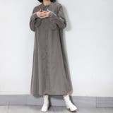 チャコールグレー | ワンピース ロング 長袖 ロングワンピース マキシ丈 シャツワンピ レース | Doux Belle 