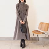 グレージュ | ワンピース ロング 長袖 ロングワンピース マキシ丈 シャツワンピ レース | Doux Belle 