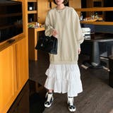 キャメル | 裾ティアード ゆったりワンピース スウェット | Doux Belle