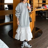 グレー | 裾ティアード ゆったりワンピース スウェット | Doux Belle