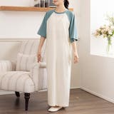 五分袖バイカラーロングワンピース | Doux Belle  | 詳細画像1 