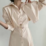 ショート丈ジャケット&ウエストベルト前開シャツワンピース | Doux Belle  | 詳細画像4 