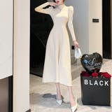 ベージュ | ハイネックフィットニットワンピース | Doux Belle 