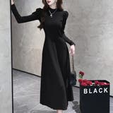 ブラック | ハイネックフィットニットワンピース | Doux Belle 