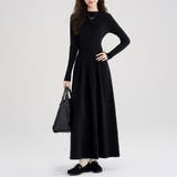 ブラック | リブ切替ニットワンピース レディース ワンピース | Doux Belle 