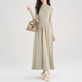 ライトカーキ | リブ切替ニットワンピース レディース ワンピース | Doux Belle 