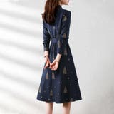 ツリー総柄ウエストリボンシャツワンピース レディース ワンピース | Doux Belle  | 詳細画像6 