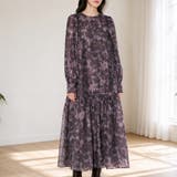 アート風総柄クルーネック長袖ロングワンピース レディース ワンピース | Doux Belle | 詳細画像11