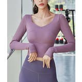 指穴付きダイヤモンドネッククロップド丈長袖Tシャツ | SEU | 詳細画像9