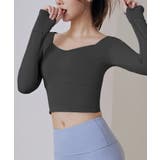 指穴付きダイヤモンドネッククロップド丈長袖Tシャツ | SEU | 詳細画像13