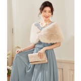 ベージュ | ショール ラビットフェイクファー コサージュ付き | DRESS+