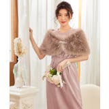 ブラウン | ショール ラビットフェイクファー コサージュ付き | DRESS+